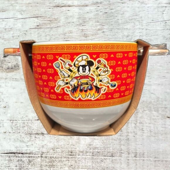 NWT Disney Mickey Mouse Wild Wok 20-Ounce Ramen Bowl and Chopstick Set - Picture 2 of 6
